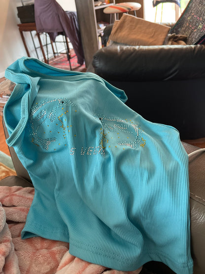 Blue Dolphin Rhinestone Tank Top