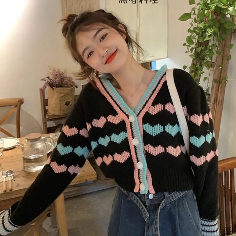 Heart Knit Cardigan Sweater