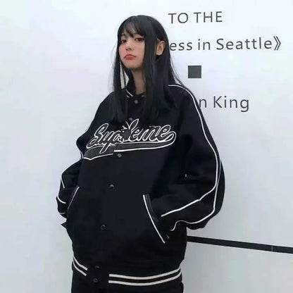 Black Oversized Baseball Jacket