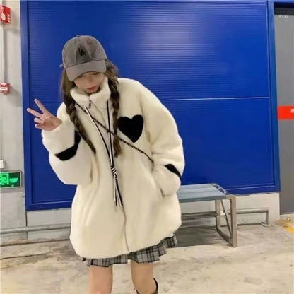 Blue Heart Fleece Zipper Jacket