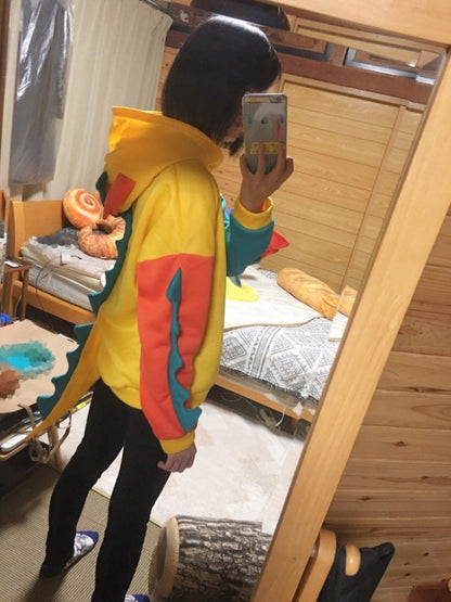 Dinosaur Colourful Cartoon Casual Loose Oversized Hoodie Sweater Sweatshirt Long Sleeve Pullover E-Girl Kawaii Korean Japanese Harajuku Streetwear