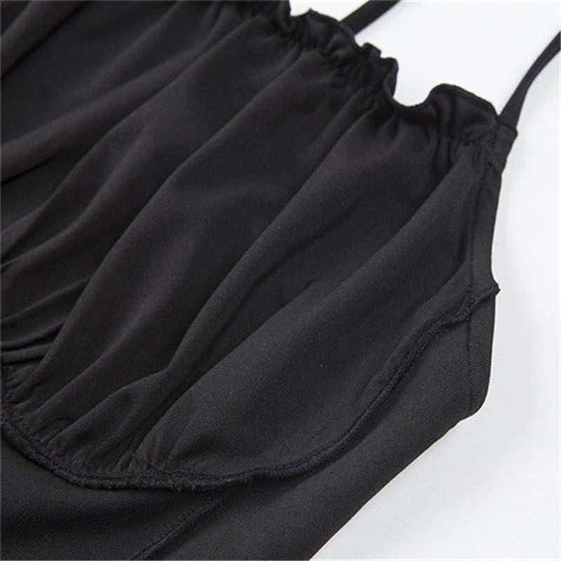 Cute Sexy Ruched Ruffle Crop Top Camisole Tank Spaghetti T-shirt Tee Shirt E-Girl Kawaii Korean Japanese Harajuku Retro Streetwear Fashion