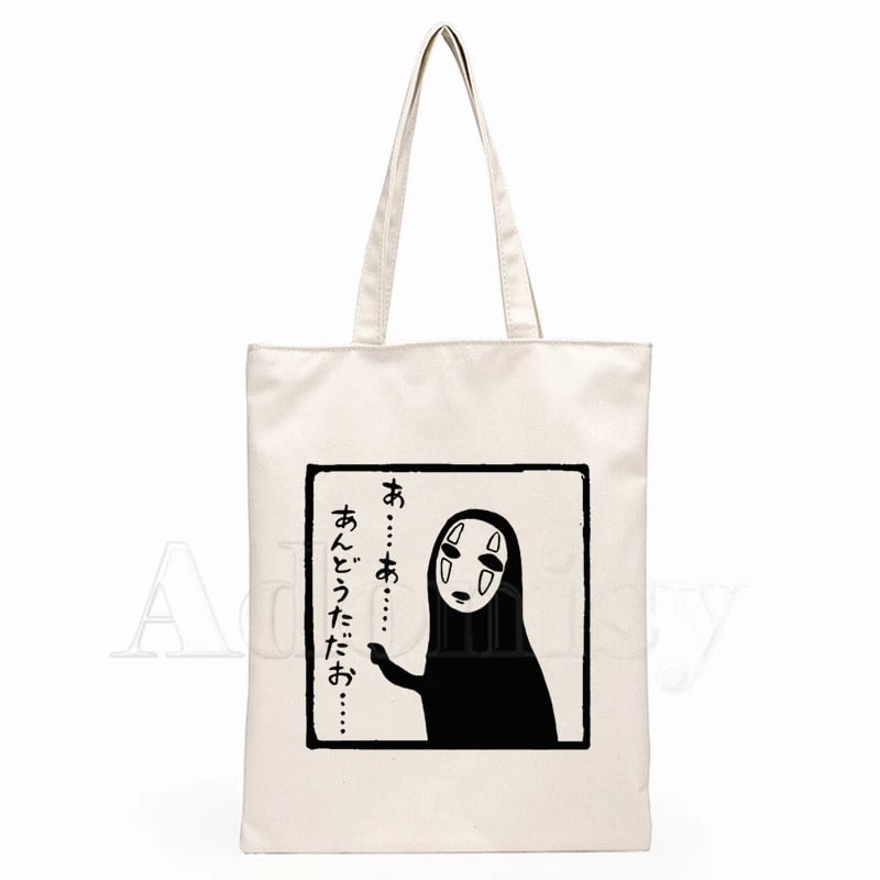 Japanese Anime Print Canvas Tote Bag