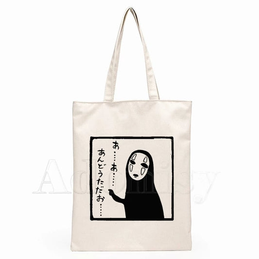 Japanese Anime Print Canvas Tote Bag