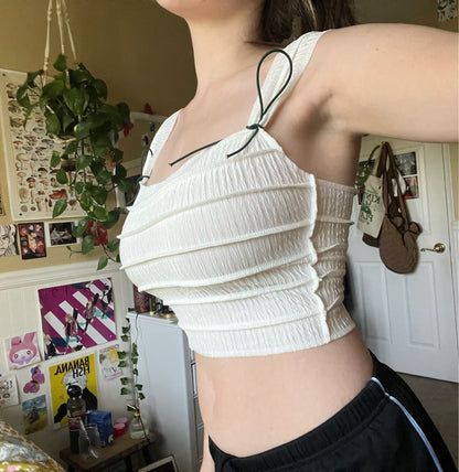 French Bow Square Collar Crop Top