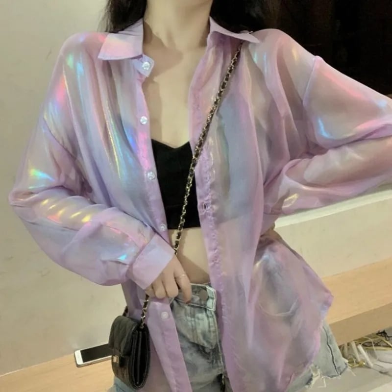 Sheer Laser Long Sleeve Shirt