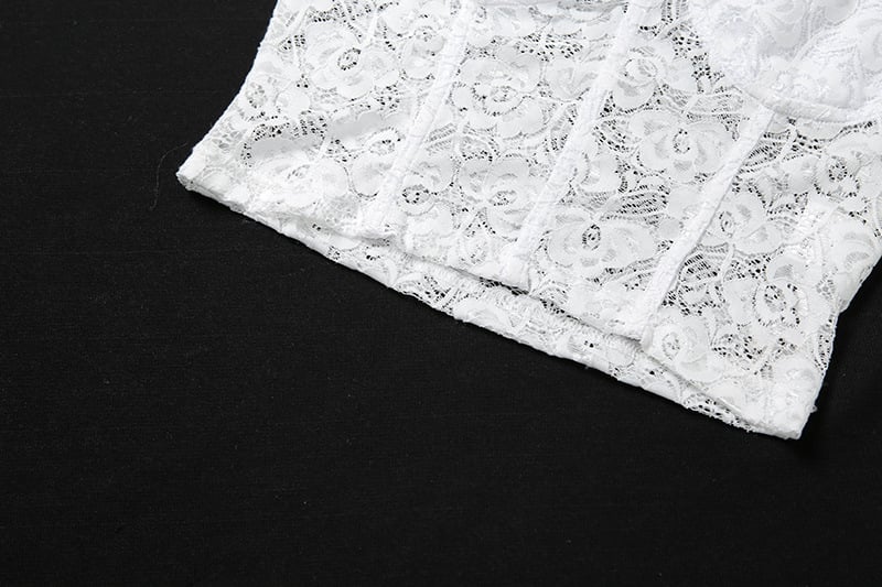 Cute Sexy Floral Lace Corset Camisole Tank Crop Top Sleeveless Shirt Bodycon Goth Punk Summer Casual E-Girl Kawaii Korean Japanese Harajuku Streetwear
