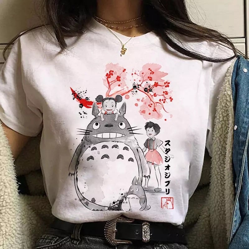 Japanese Anime Cartoon Print Loose Casual Short Sleeve Shirt T-shirt