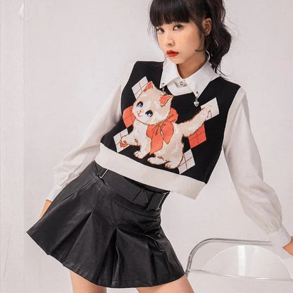 Cat Knit Sweater Vest
