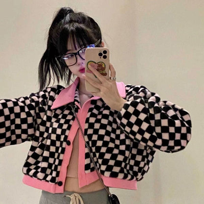 Black & White Checkered Long Sleeve Sweater
