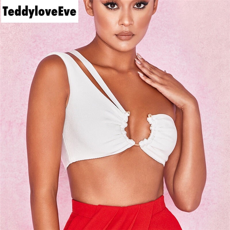 Cute Sexy Solid Color Metal Tube Strap Crop Top Camisole Shirt Tee T-shirt E-Girl Kawaii Korean Japanese Harajuku Chinese Retro Streetwear Aesthetic
