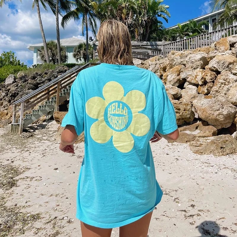 Sunflower Print Short Sleeve T-shirt