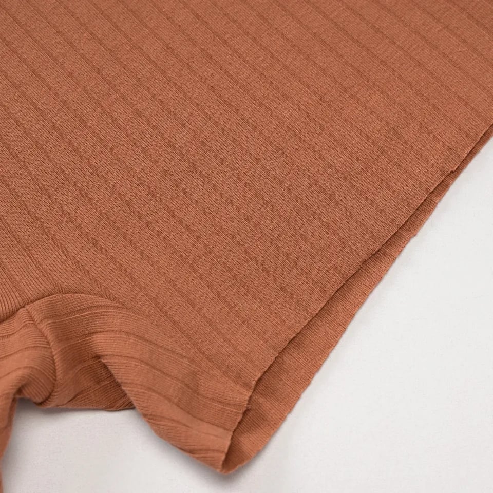 Brown Backless Knit Romper