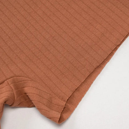 Brown Backless Knit Romper