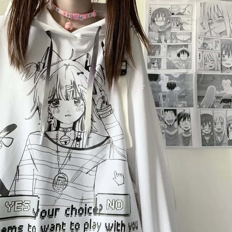 Anime Graphic Print Hoodie