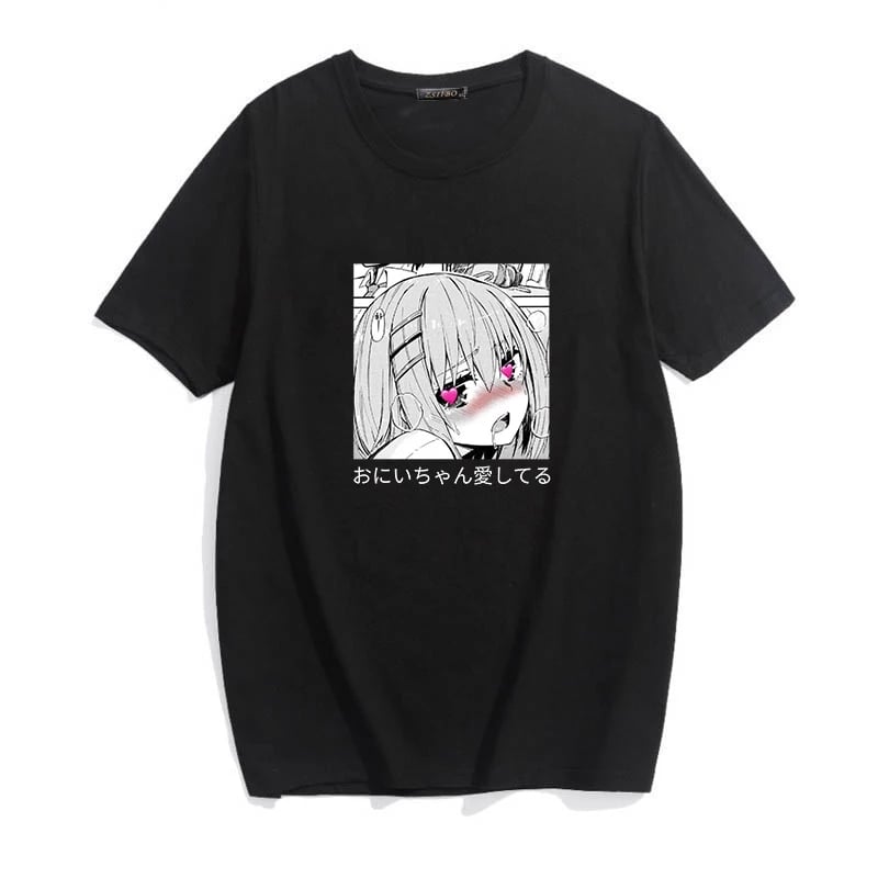 Cute Anime Sweet Girl Cartoon Short Sleeve T-shirt Print Punk Goth Loose Aesthetic Casual Summer E-Girl Kawaii Korean Japanese Harajuku