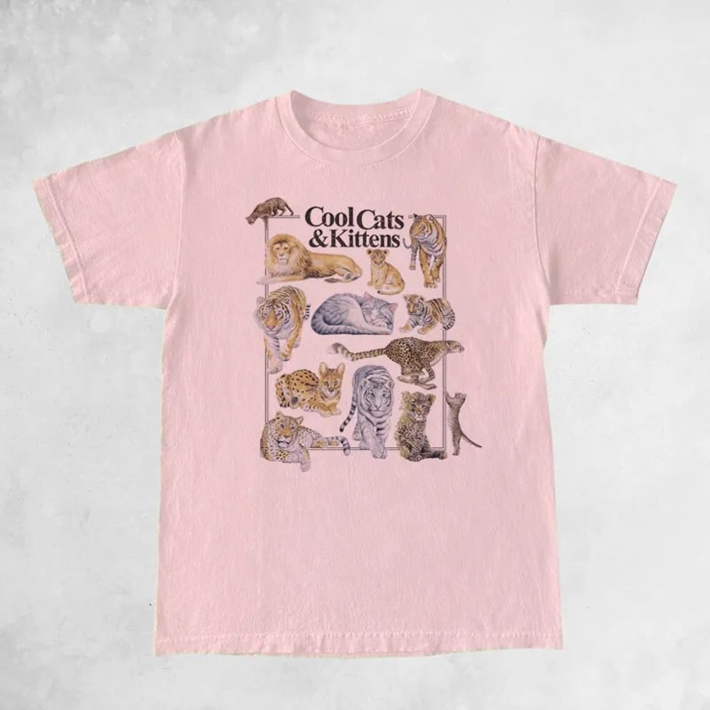Cool Cat Print Short Sleeve T-shirt