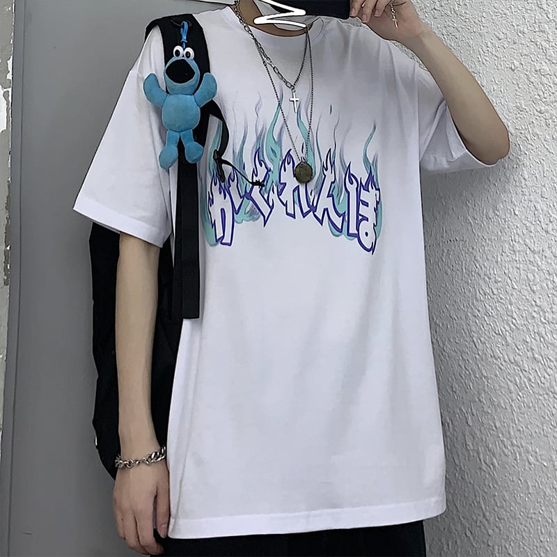 Cute Graphic Letter Graffiti Art Top Short Sleeve Shirt Tee T-shirt E-Girl Kawaii Korean Japanese Harajuku Chinese Retro Streetwear Aesthetic