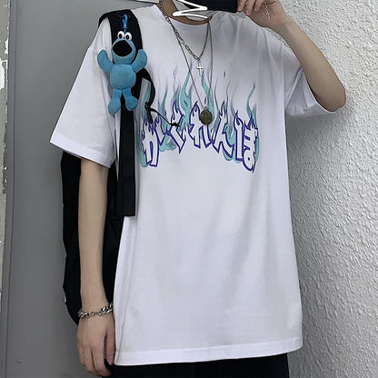 Cute Graphic Letter Graffiti Art Top Short Sleeve Shirt Tee T-shirt E-Girl Kawaii Korean Japanese Harajuku Chinese Retro Streetwear Aesthetic
