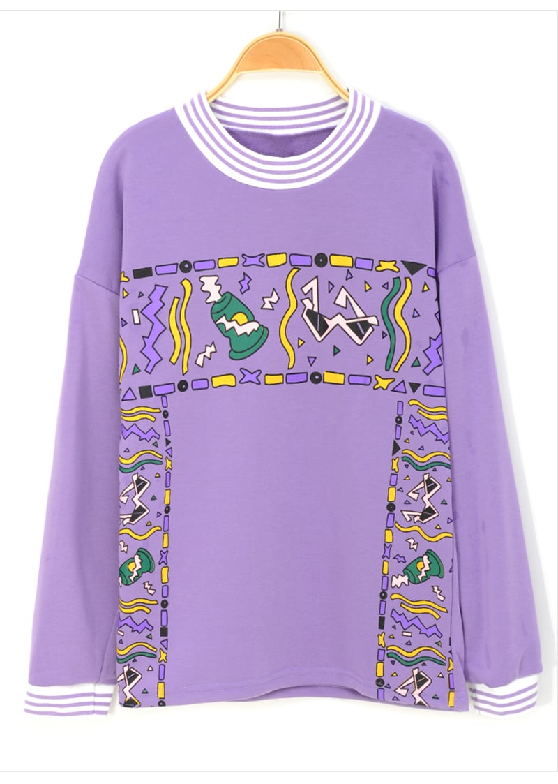 Cute 90s Vintage Purple Aesthetic Oversized Loose Sweatshirt Sweater Pullover Hoodie Autumn Casual E-Girl Kawaii Korean Japanese Harajuku Streetwear