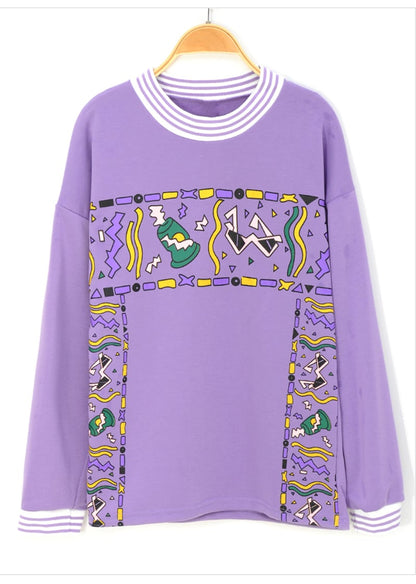 Cute 90s Vintage Purple Aesthetic Oversized Loose Sweatshirt Sweater Pullover Hoodie Autumn Casual E-Girl Kawaii Korean Japanese Harajuku Streetwear