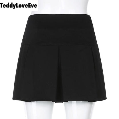 Cute Goth Dark Grunge Punk Pleated High Waisted Rivet Patchwork Mini Skirt Bottoms E-Girl Kawaii Korean Japanese Harajuku Streetwear