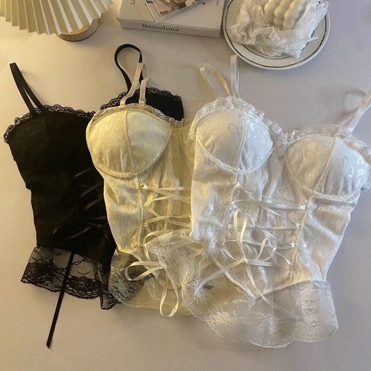 Spaghetti Strap Lace Corset Top