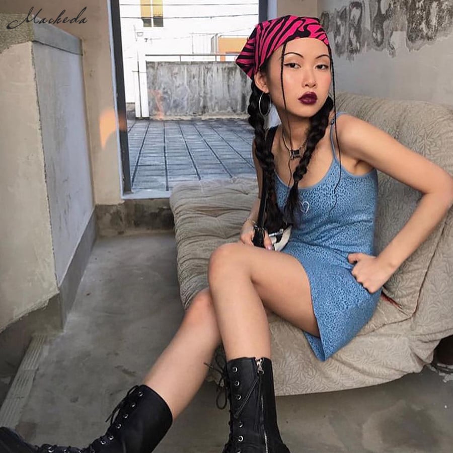 Cute Heart Shape Leopard Spaghetti Strap Mini Bodycon Dress Kawaii Korean Japanese Harajuku Chinese Retro Streetwear Aesthetic Fashion