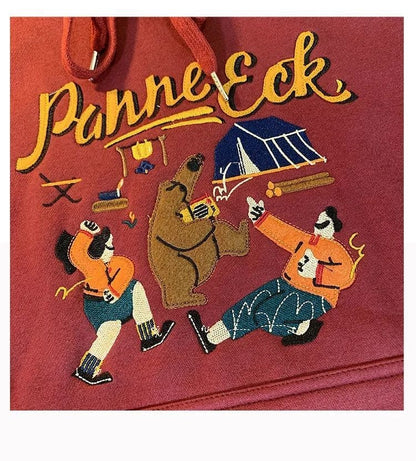 Cute Vintage Retro Camping Print Oversize Loose Hoodie Sweater Sweatshirt Pullover Jumper Casual E-Girl Kawaii Korean Japanese Harajuku Streetwear