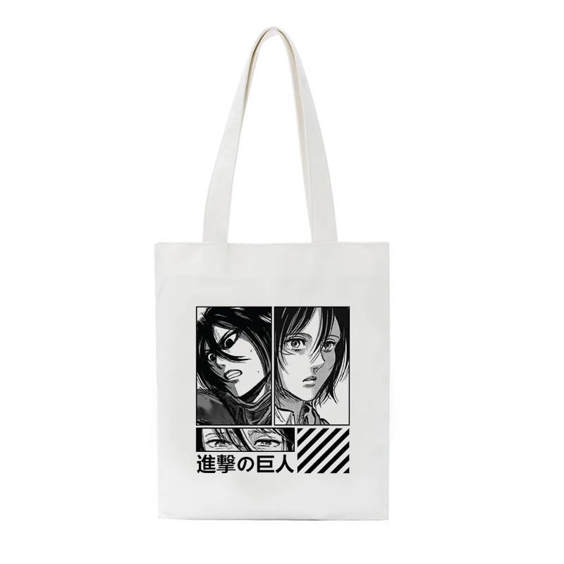 Cute Titan Anime Cartoon Print Canvas Tote Bag Shopping Shoulder Bag Aesthetic Casual Summer E-Girl Kawaii Korean Japanese Harajuku