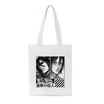 Cute Titan Anime Cartoon Print Canvas Tote Bag Shopping Shoulder Bag Aesthetic Casual Summer E-Girl Kawaii Korean Japanese Harajuku