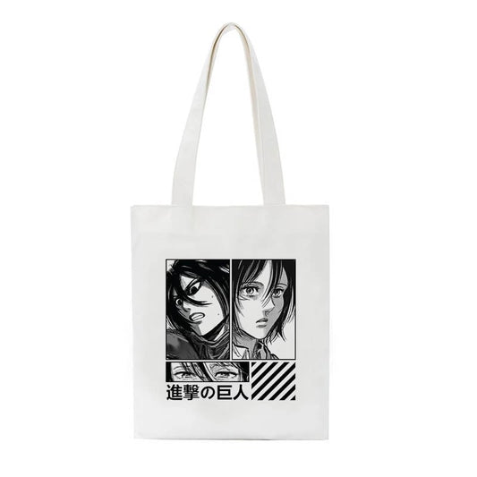 Cute Titan Anime Cartoon Print Canvas Tote Bag Shopping Shoulder Bag Aesthetic Casual Summer E-Girl Kawaii Korean Japanese Harajuku