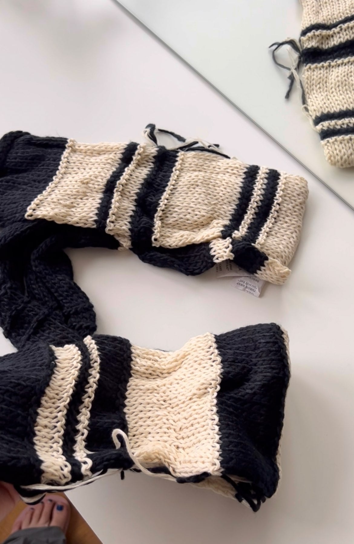Black & White Crochet Long Sleeve Shirt