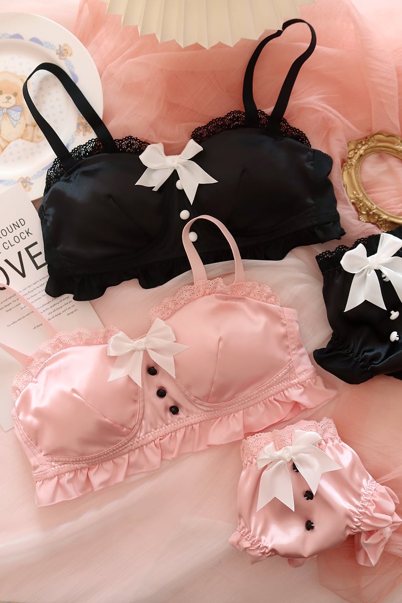 Japanese Maid Bow Bra + Panties Lingerie