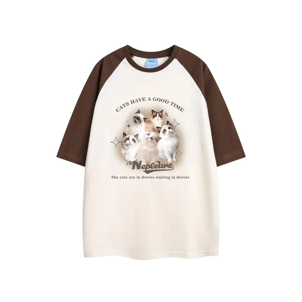 Graphic Cat Print Short Sleeve T-shirt