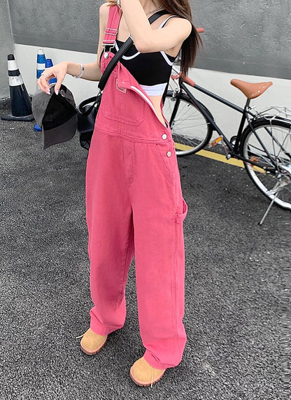 Pink Denim Overall Pants