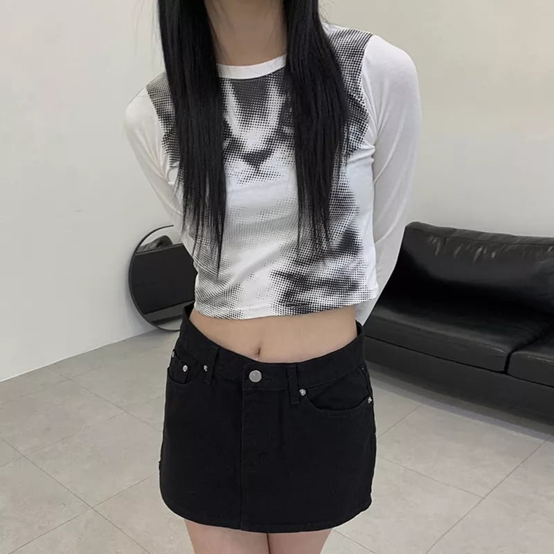 Indie Cat Print Long Sleeve T-shirt