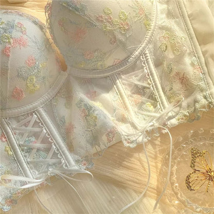 Floral Lace Embroidery Corset Top