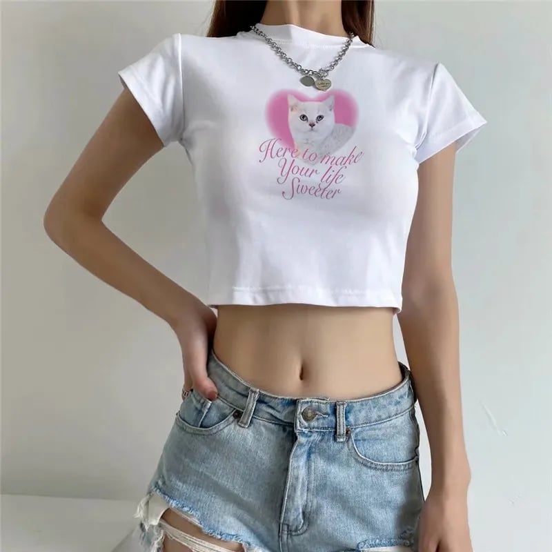 Cat Print Baby Tee