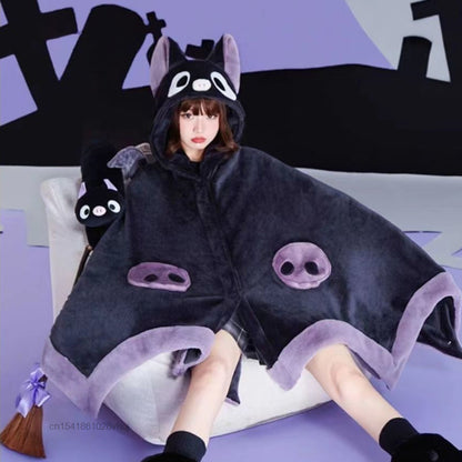 Japanese Bat Cartoon Plush Poncho