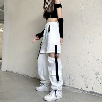White Ribbon Punk Cargo Pants