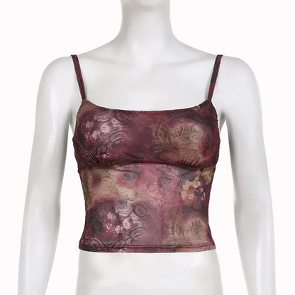 Grunge Floral Print Crop Top
