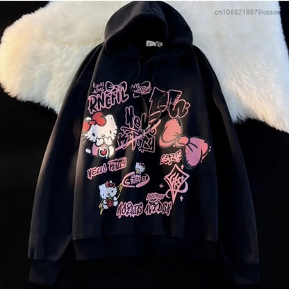 Graffiti Cat Print Hoodie