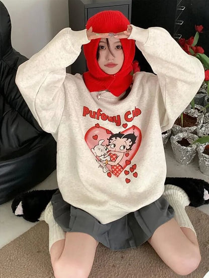 Lady Cartoon Print Sweatshirt