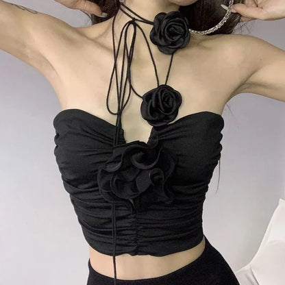Black Rose Crop Top