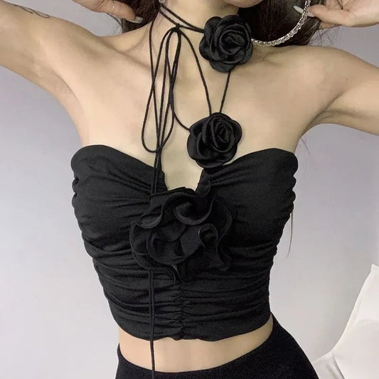 Black Rose Crop Top