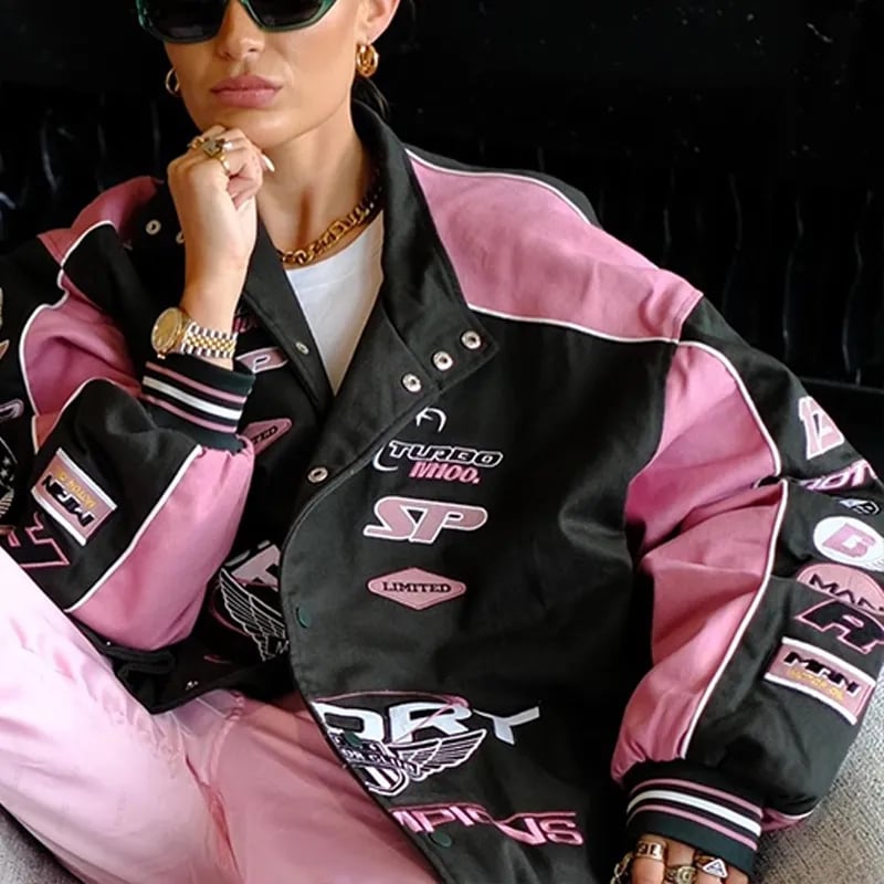 Pink Patchwork Baseball Jacket