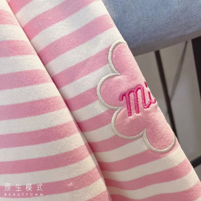 Pink Chocolate Stripe Oversized Long Sleeve Sweater