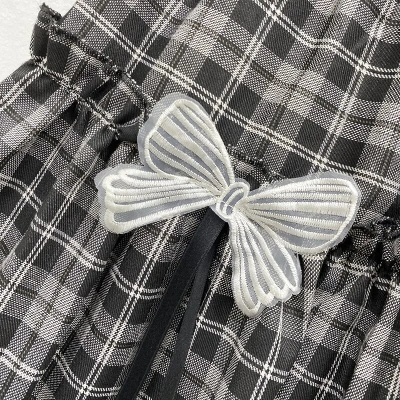 Black Plaid A-Line High Waist Mini Skirt