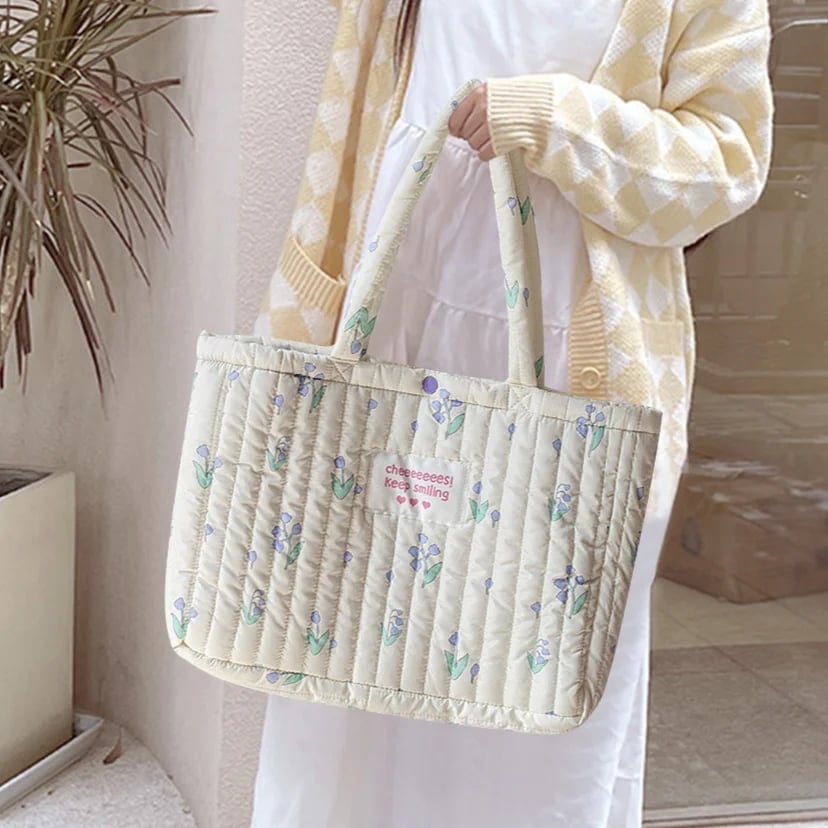 Flower Padded Tote Bag